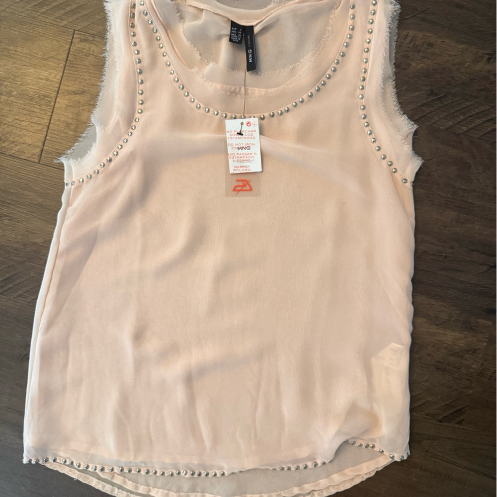 Elegant Blush Tank Top with Stud Accents